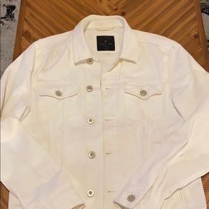 Zara White Distressed Denim Jacket